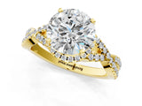 Yellow gold Round Cut Diamond with Moissanite side stone Halo Twist Band Solitaire Prong Setting Ring_37