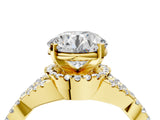 Yellow gold Round Cut Diamond with Moissanite side stone Halo Twist Band Solitaire Prong Setting Ring_40