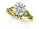 Yellow gold Round Cut Diamond with Peridot side stone Halo Twist Band Solitaire Prong Setting Ring_25