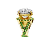 Yellow gold Round Cut Diamond with Peridot side stone Halo Twist Band Solitaire Prong Setting Ring_29