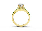 Yellow gold Round Cut Diamond with Peridot side stone Halo Twist Band Solitaire Prong Setting Ring_39