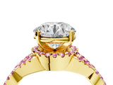 Yellow gold Round Cut Diamond with Pink Sapphire side stone Halo Twist Band Solitaire Prong Setting Ring_40