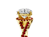 Yellow gold Round Cut Diamond with Ruby side stone Halo Twist Band Solitaire Prong Setting Ring_29