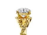 Yellow gold Round Cut Diamond with Yellow Sapphire side stone Halo Twist Band Solitaire Prong Setting Ring_17