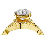 Yellow gold Round Cut Diamond with Yellow Sapphire side stone Halo Twist Band Solitaire Prong Setting Ring_40