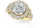 Yellow gold Round Cut Double Halo Diamond Engagement Ring with Pave Band and Four-Prong Setting_30