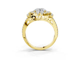 Yellow gold Round Cut Double Halo Diamond Engagement Ring with Pave Band and Four-Prong Setting_32