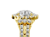 Yellow gold Round Cut Double Halo Diamond Engagement Ring with Pave Band and Four-Prong Setting_34