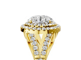 Yellow gold Round Cut Double Halo Split Shank Diamond Ring with Prong Setting_53