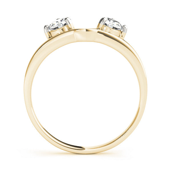 Yellow gold Round Cut Dual Diamond Open Band with Prong Setting 1