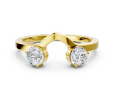 Yellow gold Round Cut Dual Diamond Open Band with Prong Setting_4