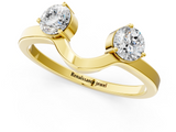 Yellow gold Round Cut Dual Diamond Open Band with Prong Setting_5