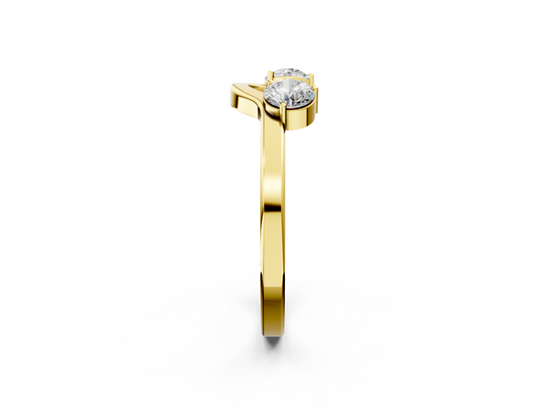 Yellow gold Dual Round Diamond Open Band Ring with Prong Setting