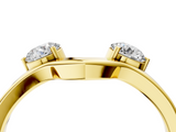 Yellow gold Round Cut Dual Diamond Open Band with Prong Setting_8