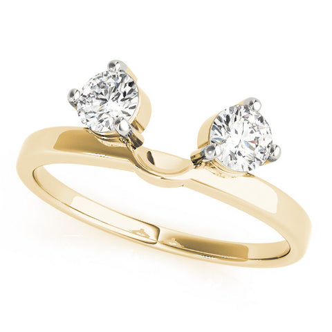 Yellow gold Round Cut Dual Diamond Open Band with Prong Setting