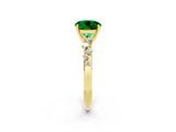 Yellow gold Round Cut Emerald Cluster Side Stone Solitaire Ring with Prong Setting_26