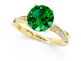Yellow gold Round Cut Emerald Engagement Ring with Side Stone Accents and Four-Prong Setting_61