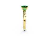 Yellow gold Round Cut Emerald Engagement Ring with Side Stone Accents and Four-Prong Setting_62
