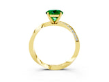 Yellow gold Round Cut Emerald Engagement Ring with Side Stone Accents and Four-Prong Setting_63