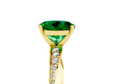 Yellow gold Round Cut Emerald Engagement Ring with Side Stone Accents and Four-Prong Setting_65