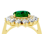 Yellow gold Round Cut Emerald Floral Double Halo Engagement Ring with Prong Setting_16