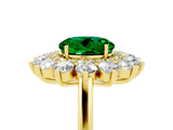 Yellow gold Round Cut Emerald Floral Double Halo Engagement Ring with Prong Setting_17
