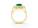 Yellow gold Round Cut Emerald Floral Double Halo Engagement Ring with Prong Setting_75