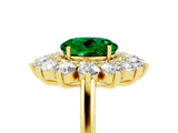 Yellow gold Round Cut Emerald Floral Double Halo Engagement Ring with Prong Setting_77