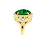 Yellow gold Round Cut Emerald Halo Ring with Tapered Band and Four-Prong Setting_5