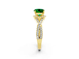 Yellow gold Round Cut Emerald Halo Twist Band Solitaire Prong Setting Ring_2