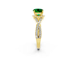 Yellow gold Round Cut Emerald  Halo Twist Band Solitaire Prong Setting Ring_26