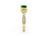 Yellow gold Round Cut Emerald  Halo Twist Band Solitaire Prong Setting Ring_44