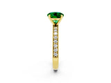 Yellow gold Round Cut Emerald Milgrain Pavé Engagement Ring with Four-Prong Setting_2