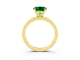 Yellow gold Round Cut Emerald Milgrain Pavé Engagement Ring with Four-Prong Setting_3