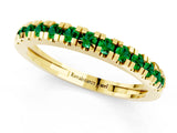 Yellow gold Round Cut Emerald Pavé Set Thin Band_1