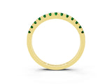 Yellow gold Round Cut Emerald Pavé Set Thin Band_3