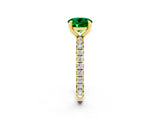 Yellow gold Round Cut Emerald Pavé Solitaire Ring with Round Band and Prong Setting_26