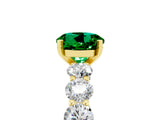 Yellow gold Round Cut Emerald Prong Setting with Side Stones on a Pave Band_5