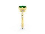 Yellow gold Round Cut Emerald Ring with Side Stones and Four-Prong Setting_38