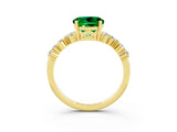 Yellow gold Round Cut Emerald Scattered Round Accent Ring with Prong Setting_15