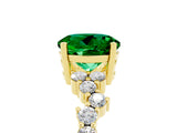 Yellow gold Round Cut Emerald Scattered Round Accent Ring with Prong Setting_17