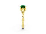 Yellow gold Round Cut Emerald Solitaire Celtic Knot Ring with Four-Prong Setting_14