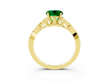 Yellow gold Round Cut Emerald Solitaire Celtic Knot Ring with Four-Prong Setting_15
