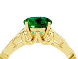Yellow gold Round Cut Emerald Solitaire Celtic Knot Ring with Four-Prong Setting_16
