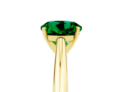 Yellow gold Round Cut Emerald Solitaire Engagement Ring with Cathedral Setting and Four-Prong Mount_17