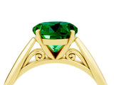 Yellow gold Round Cut Emerald Solitaire Engagement Ring with Cathedral Setting and Four-Prong Mount_28