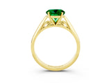 Yellow gold Round Cut Emerald Solitaire Engagement Ring with Cathedral Setting and Four-Prong Mount_33