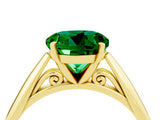 Yellow gold Round Cut Emerald Solitaire Engagement Ring with Cathedral Setting and Four-Prong Mount_34