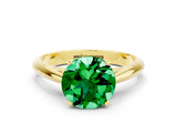 Yellow gold Round Cut Emerald Solitaire Engagement Ring with Cathedral Setting and Four-Prong Mount_66