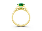 Yellow gold Round Cut Emerald Solitaire Engagement Ring with Cathedral Setting and Four-Prong Mount_69